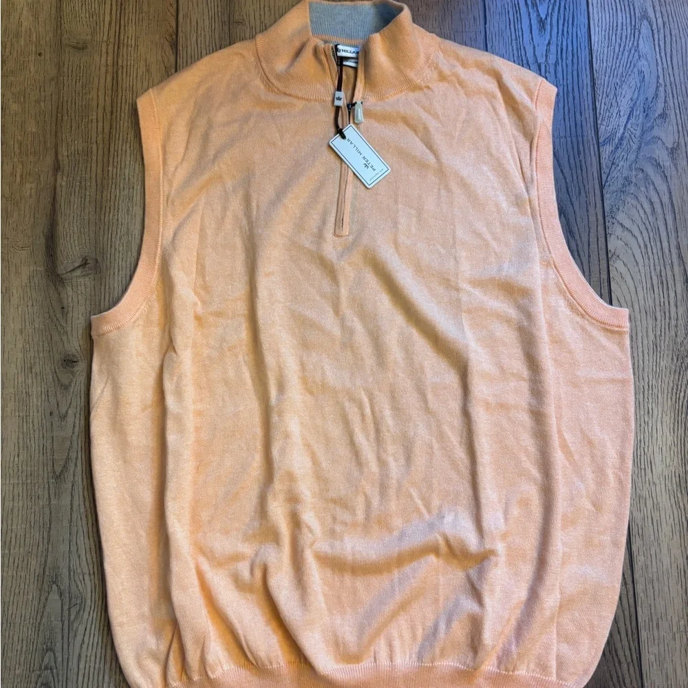 Peter Millar Peach Quarter-Zip Sweater Vest